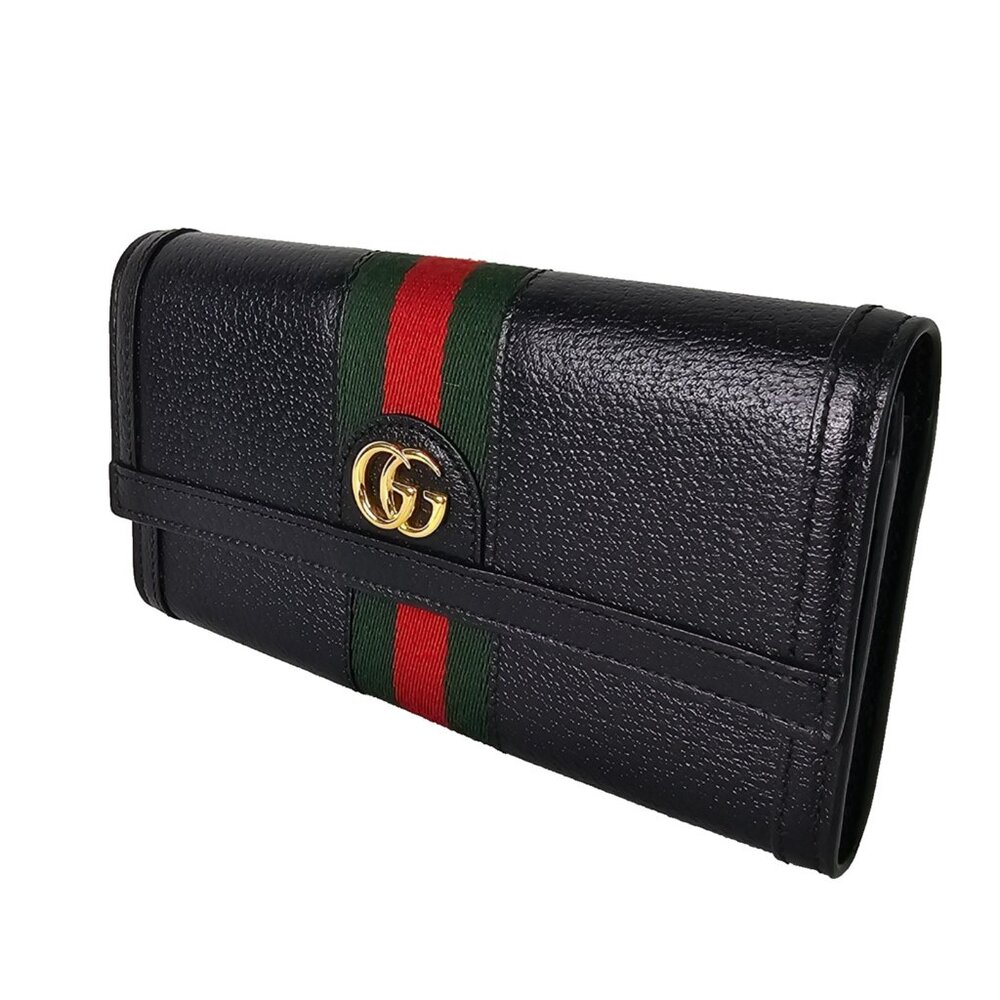 GUCCI Calfskin Web Ophidia Continental Wallet Black Striped Flap Leather GG Bag - Picture 6 of 16